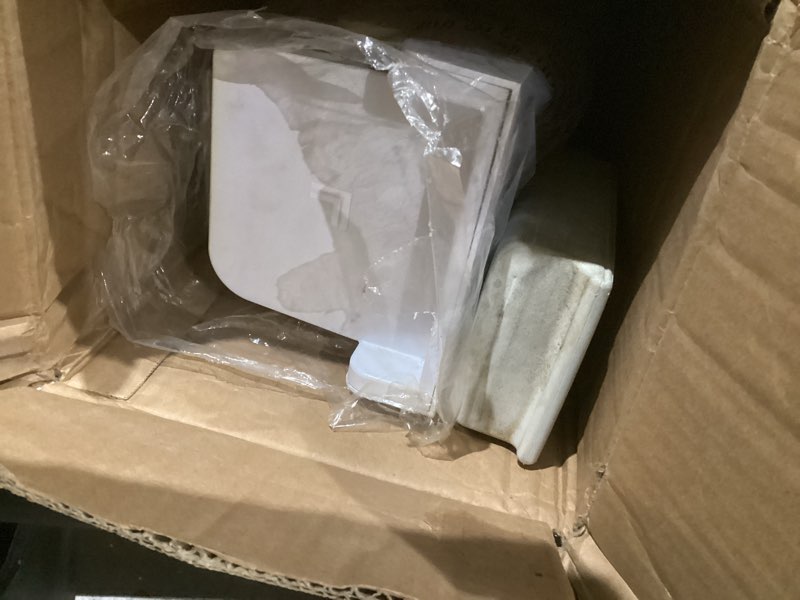 Condition photo showing As Is for window fan with 3 speeds, reversible exhaust mode, weather resistant white profile - white