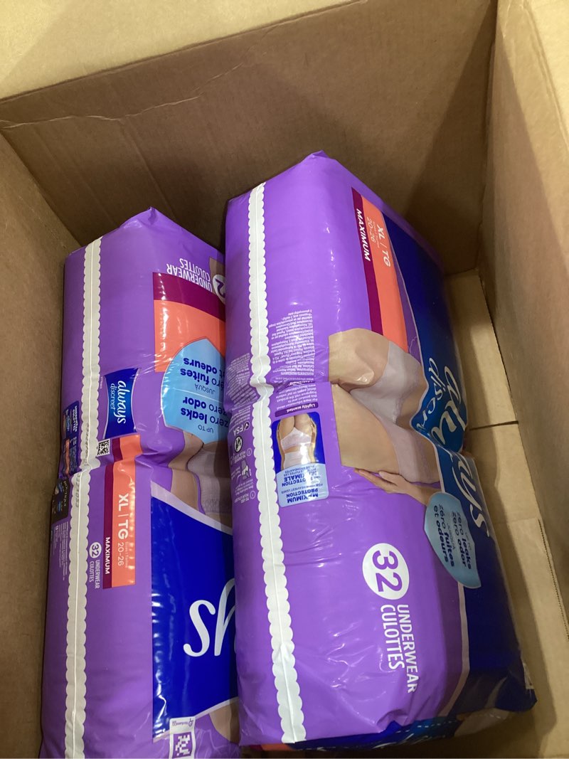 Condition photo showing Good Condition for Always Discreet Adult Incontinence Underwear for Women and Postpartum Underwear, Extra Large, Up to 100% Bladder Leak Protection, 64 Count (2 Packs of 32) X-Large 64