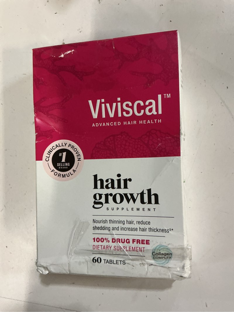 Condition photo showing New/Like New for (( BEST BEFORE END /07/2028))Viviscal Hair Growth Supplements For Women For Thicker, Fuller Hair, Nourishes Thinning & Loss, With Proprietary Collagen Complex, 60 Tablets, 1 Month Supply 60 Count (Pack of 1)