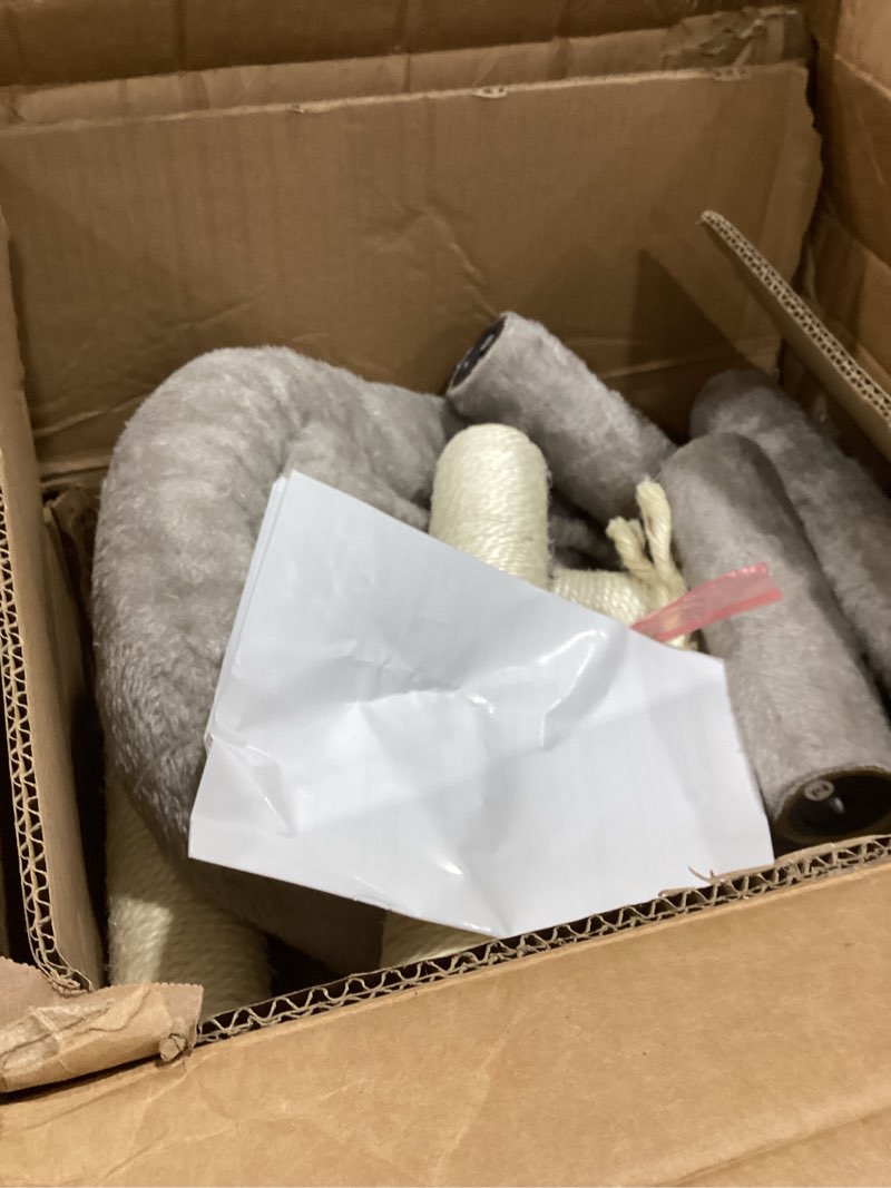 Condition photo showing As Is for Cat Tree, Cat Tower for Indoor Cats, 43.3 inch Cat Tree Tower with Sturdy Steel Tube, Cat Hammock, Cat Condo for Small Cats and Kittens, Cat Scratching Post, Light Gray GCT004SW 43.3 inches Light gray