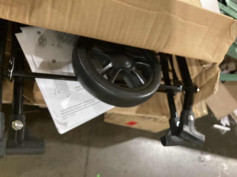 Condition photo showing Good Condition for whitmor foldable utility shopping cart with wheels, 60lb capacity, heavy duty grocery cart with steel frame, foam handle, rolling utility cart for grocery, laundry, travel, black/w liner 18.5"l x 18.5"w x 35"h?black w/liner