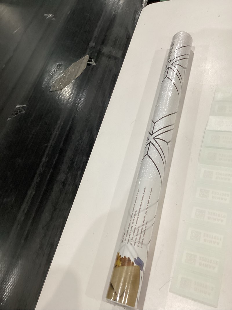 Condition photo showing New/Like New for Heroad White Peel and Stick Wallpaper White and Black Contact Paper Geometric Modern Wall Paper for Nursery Room Bedroom Bathroom Cabinets Vinyl Roll Self-Adhesive Waterproof 17.3” x 78.7” 17.3" x 78.7" White