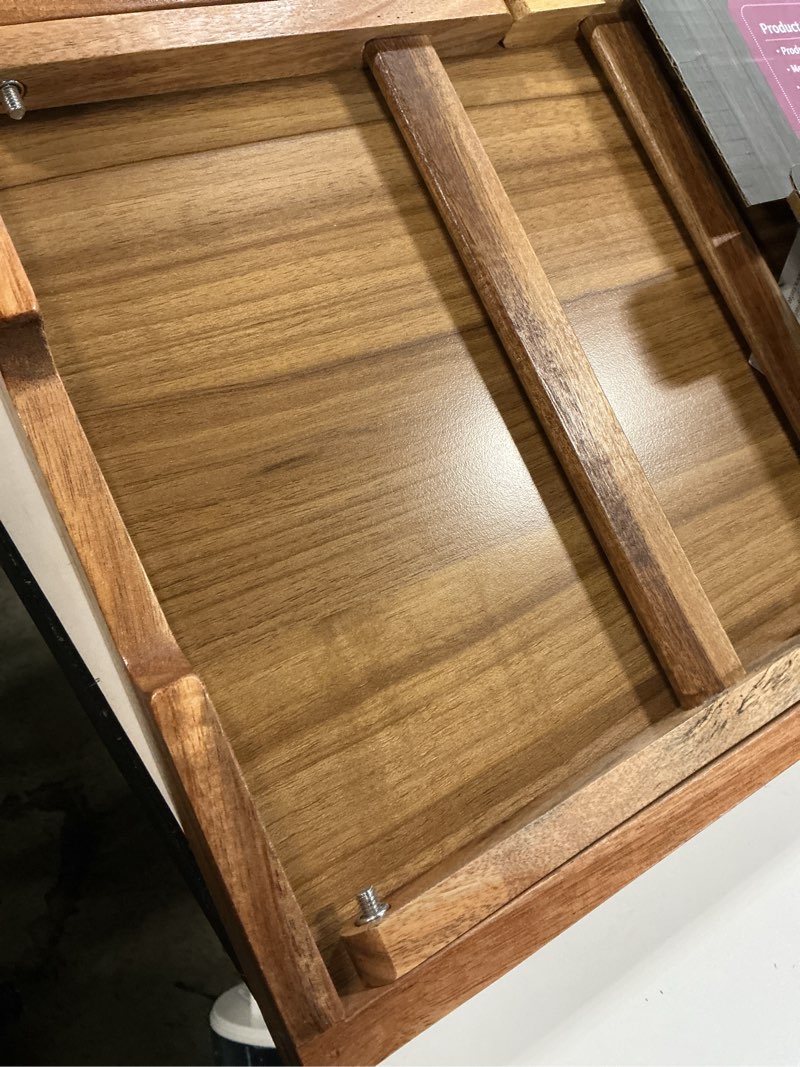 Condition photo showing As Is for VaeFae Acacia Bed Table Tray, Wooden Breakfast Tray with Folding Legs, Bed Tray for Eating and Laptop, Eating Trays for Bedroom Medium
