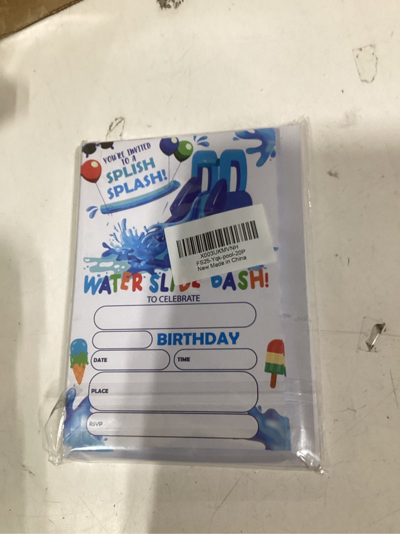 Condition photo showing New/Like New for Pool Party Invitation Pool Party Birthday Invitation for Girl, Summer Splash Swimming Pool Party, Water Park Invites, Pool Birthday Party Celebration Supplies, 20 Invitations and Envelopes - FS69 cool