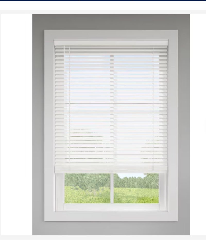LEVOLOR  Trim+Go 2-in Slat Width 43-in x 64-in Cordless White Faux Wood Room Darkening Horizontal Blinds  7693 