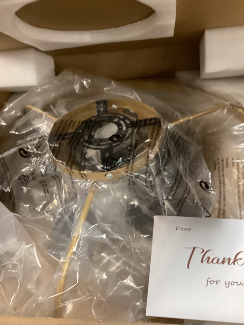 Condition photo showing As Is for STERREN Modern Gold Ceiling Fans with Lights,20" Dimmable Flush Mount Low Profile Ceiling Fans with Remote Control,Indoor Smart Ceiling Fan with Light for Bedroom Gold 19.7 inch