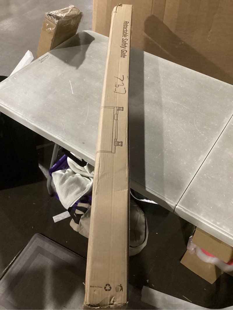 Condition photo showing New/Like New for Reinforced 55" Extra Tall Pet Gate for Doorway - No Jumping Over, 55" Wide Retractable Baby Gates with Support Rods - No Crawling Under, Climb Proof Cat Gate for Stairs Tall Retractable Dog Gate/Black Black (55" Tall x 55" Wide)