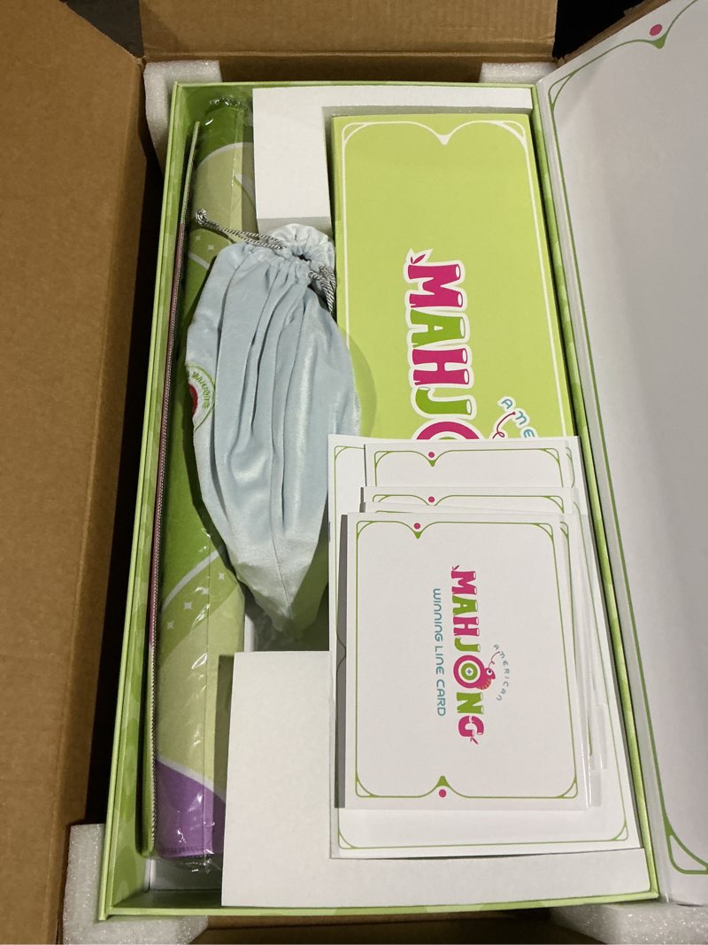 Condition photo showing Good Condition for mini mahjong set for kids & beginners, portable travel mahjong tiles set american for family, 160 acrylic mini mahjong tiles with carrying bag, mat, racks, mah jong starter kit for ages 6+ green