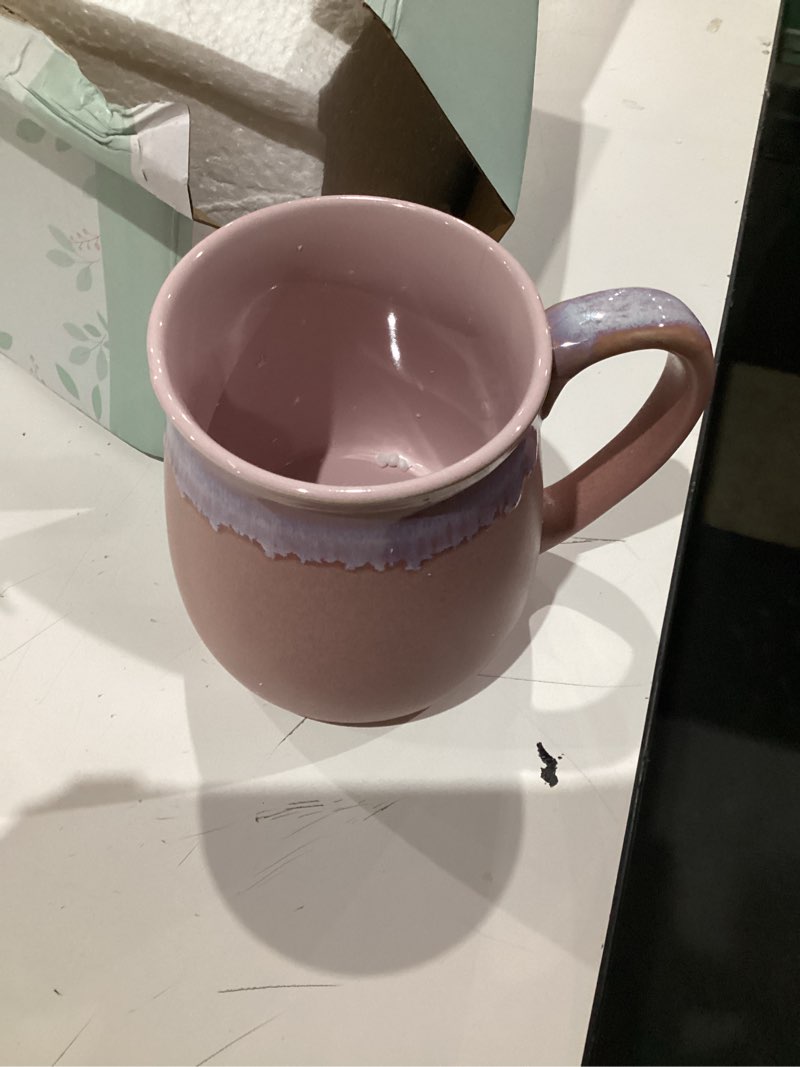 Condition photo showing Good Condition for bosmarlin large ceramic coffee mug, pink big tea cup for office and home, 21 oz, dishwasher and microwave safe (pink, 1) pink 1