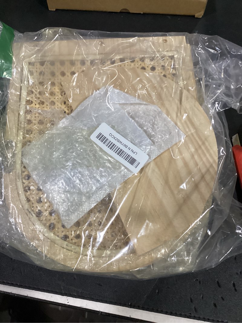 Condition photo showing Good Condition for rattan shelf set of 2 small floating shelf natural hanging bookshelf storage knick knack storage boho wall decorative for living room bedroom office plant figurines display