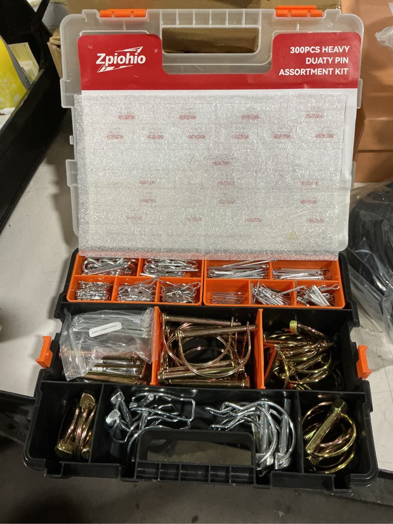 Condition photo showing Good Condition for cotter pin assortment kit - 300pcs heavy duty lynch pin set, snap pin, hitch pin & r clip, zinc-plated steel linchpins for tractor, trailer, truck, lawn mower, farm tools & equipment