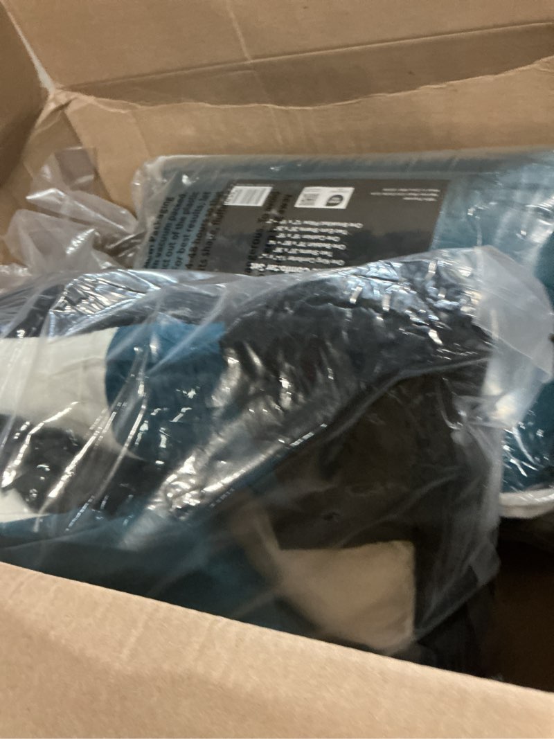 Condition photo showing Good Condition for chezmoi collection loft 8-piece king comforter set, teal/black/white luxury striped bedding for all season king teal/black/white