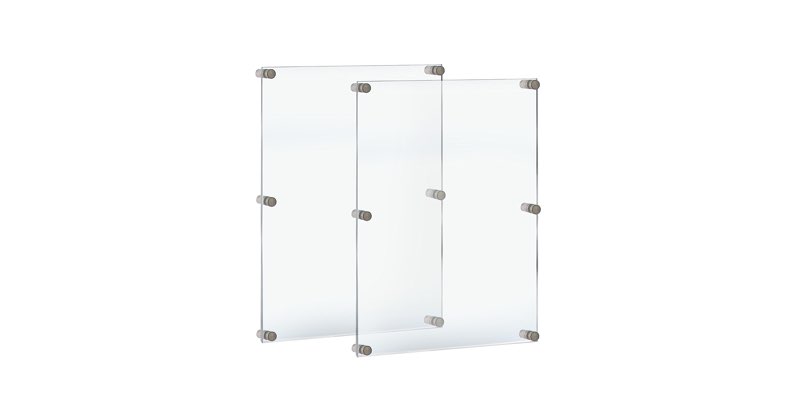 Azar Displays 105536-2PK Floating Acrylic Wall Frame with Silver Hardware Stand Off Caps, Clear Hang