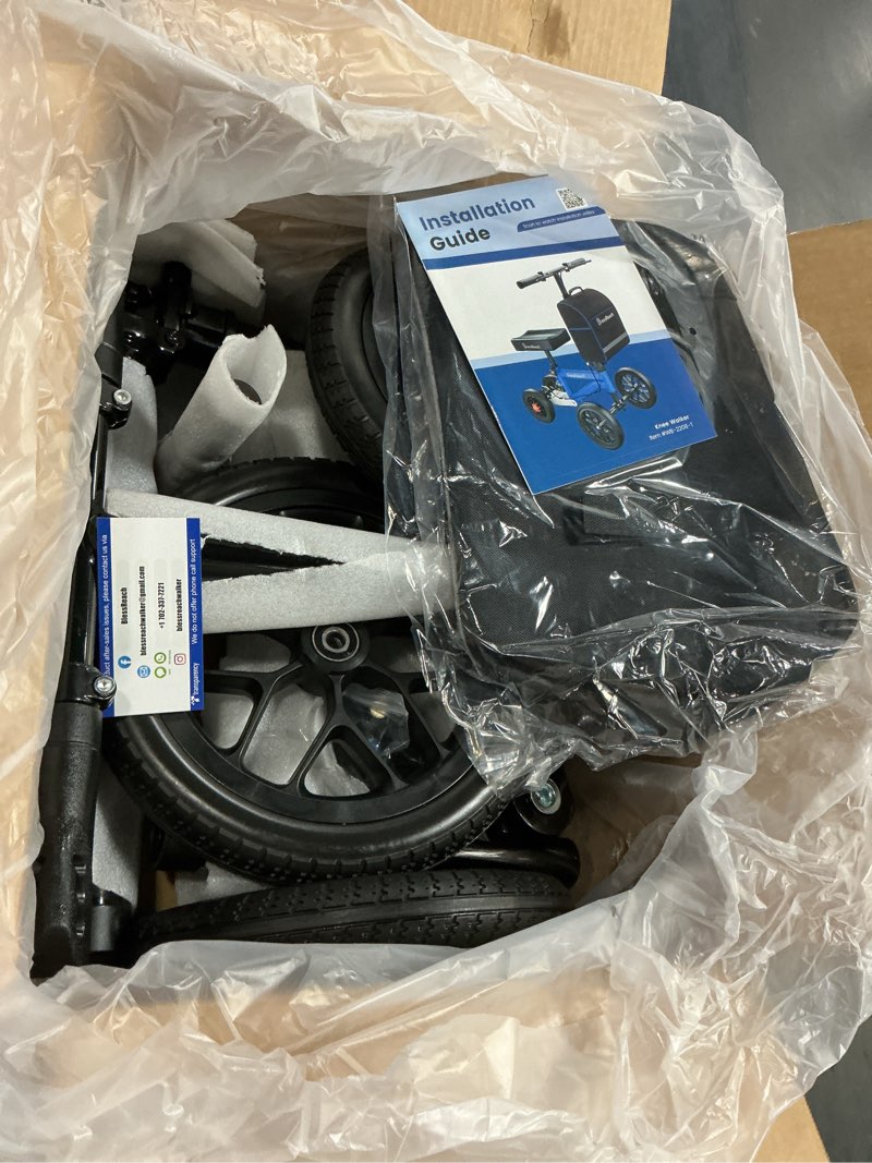 Condition photo showing Good Condition for blessreach deluxe medical scooter double handbrake, all terrain steerable knee scooter crutch alternative, for adults injured ankle & foot recovery in blacks