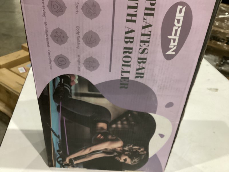 Condition photo showing Good Condition for Pilates Bar Kit with Resistance Bands, Multifunctinal Exercise Bar with Ab Roller for Pilates/Abs/Weight Loss, Portable Home Gym Pilates bar kit for Full Body Training Women Black