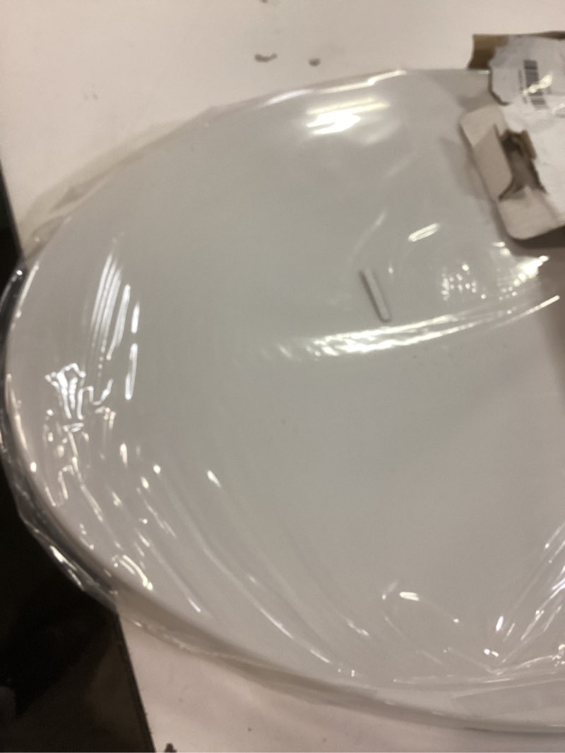 Condition photo showing Good Condition for elongated toilet seat, 18.5” soft/slow close oval (oblong) toilet seat for elongated toilets, no-slam quiet-close lid, easy-to-install & clean, durable never-loosen white plastic seat white elongated(oval)