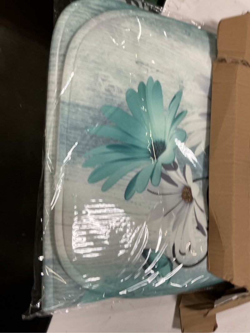 Condition photo showing Good Condition for onalasyc 5pcs teal daisy shower curtain set, wall painting bathroom sets with shower curtain and rugs, daisy bathroom wall art decor painting shower curtains sets with rugs