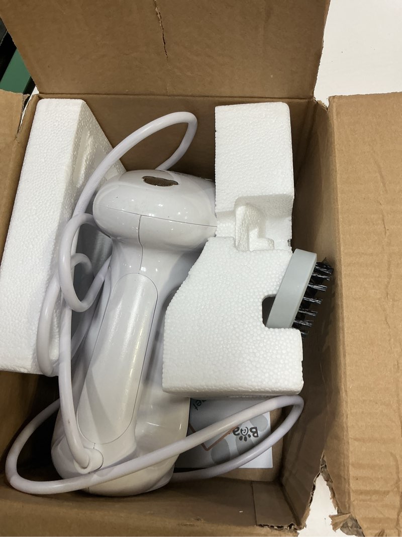 Condition photo showing As Is for bear steamer for clothes, 1300w powerful fast-heating handheld garment and clothes steamer with large 230ml tank, auto-off safety, includes brush, perfect for home and travel wrinkle removal blue