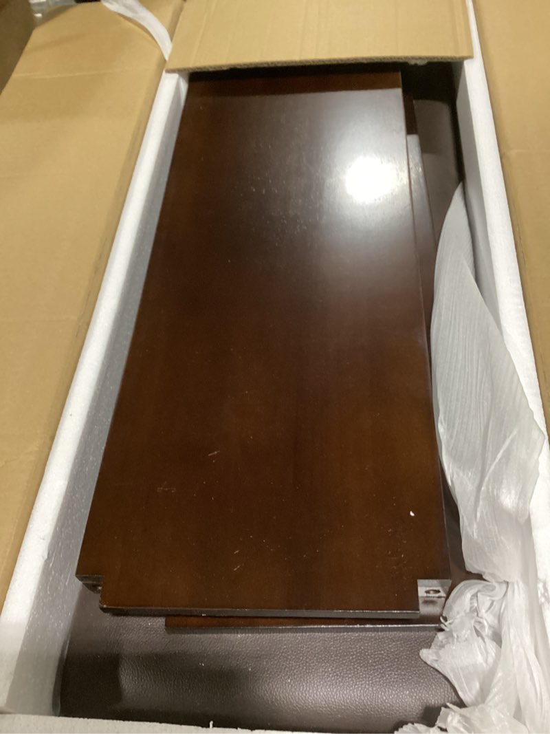 Condition photo showing As Is for lbt solid wood entryway shoe bench with storage, adjustable 2-tier shoe rack, flip-top hidden compartment, padded leather seat, heavy-duty 550 lb capacity for entryway, mudroom, closet 31.5 inch walnut 31.5 inch