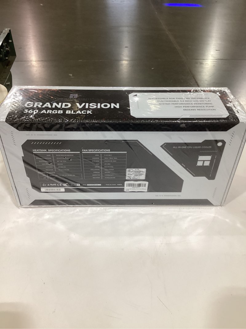 Condition photo showing New/Like New for Thermalright Grand Vision 360 ARGB Black CPU Water Cooler with 3 PWM Fans with 2150RPM,IPS LCD Screen with 480x480 Resolution,Liquid CPU Cooler for AM5;Intel LGA1700/1851,3.4-inch LCD Display