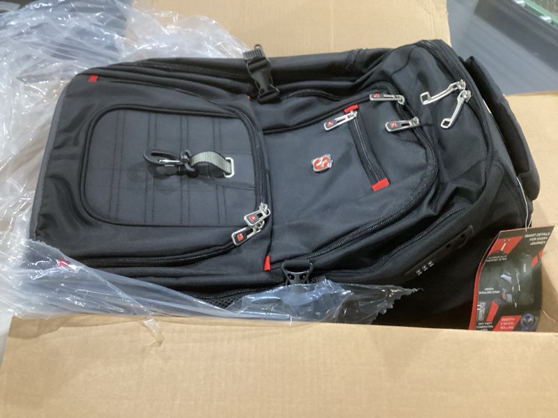 Condition photo showing Good Condition for extra large rolling backpack with wheels - water-resistant, 18" laptop compartment, 22.5"x15"x10", 55l capacity, ideal carry-on for weekend travel, college, work - wheeled business backpack for adults extra large (22.5 x 15 x 10 inch, 55l) black