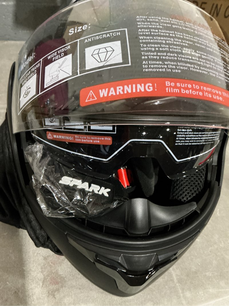 Condition photo showing Good Condition for spark dot approved modular flip-up dual visor motorcycle full face helmet for adults men & women (black, large) matte black large only