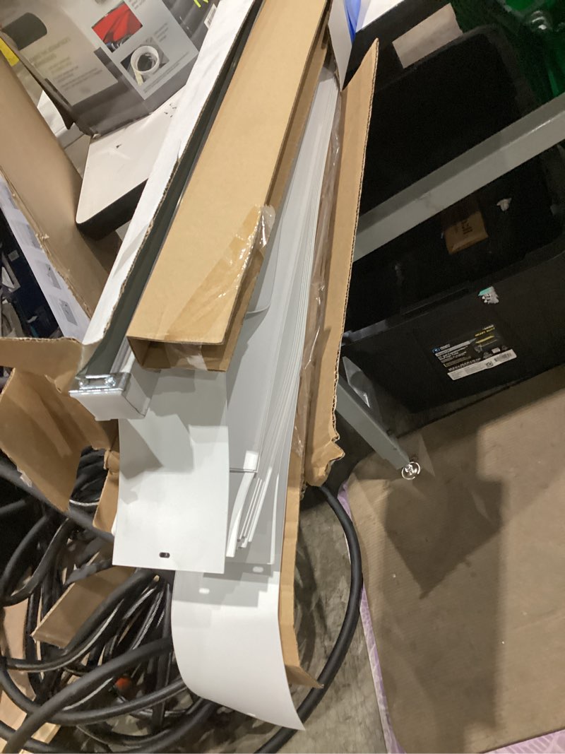 Condition photo showing As Is for  project source room darkening vertical 3.5-in slat width 78-in x 84-in cordless white vinyl room