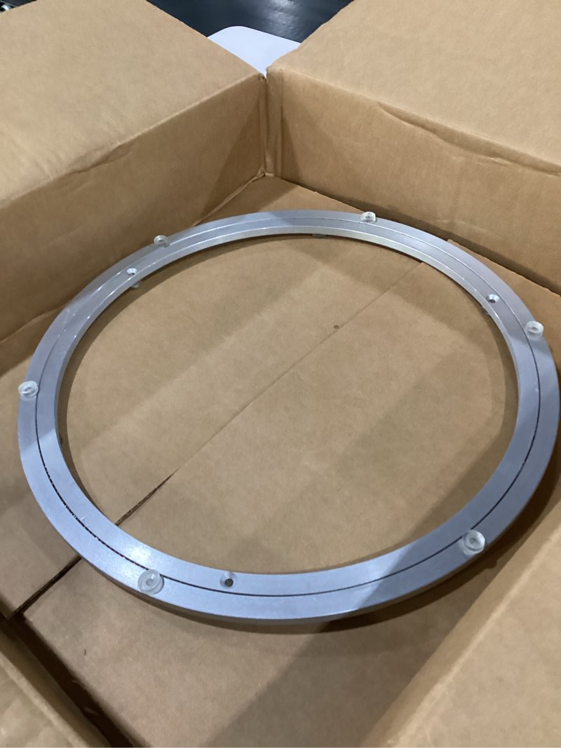 Condition photo showing As Is for jagely 16 inch lazy susan hardware aluminum alloy turntable rotating hardware heavy duty lazy susan bearing ring mechanism for kitchen dinning table
