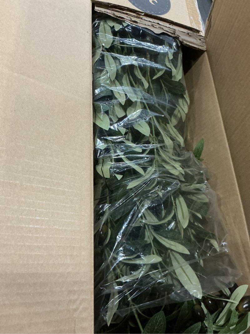 Condition photo showing New/Like New for olive tree with realistic branches - faux olive trees indoor for living room, conservatory & office | faux plants indoor tall home decor modern fake tree with weighted pot | 6ft tall | pimido