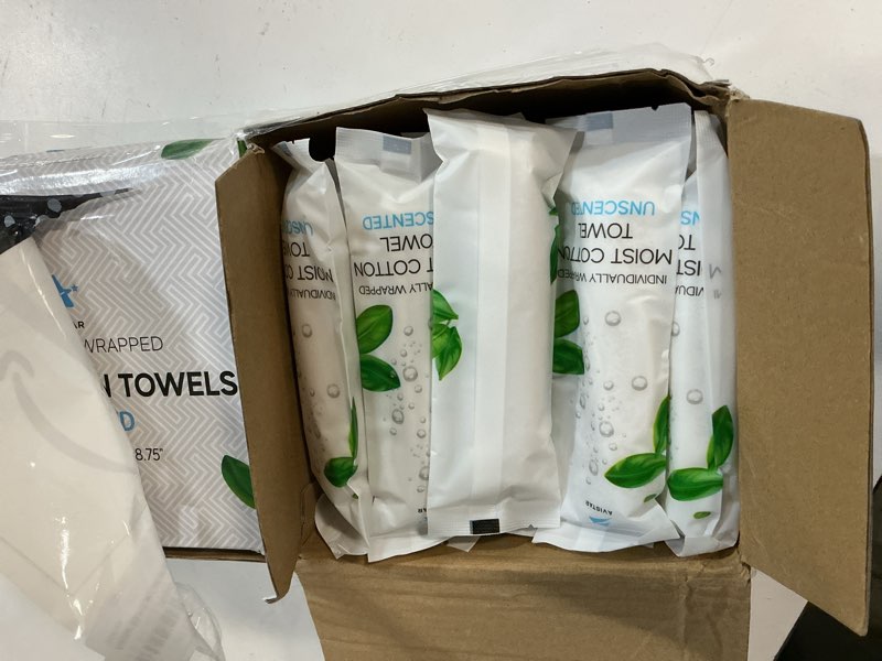 Condition photo showing Good Condition for 60 hot or cold wrapped moist towels - 9'' x 9" moist towelettes individually wrapped disposable face & hand - pre-moistened hand wipes soft refreshing, travel, spa, restaurant - unscented unscented 1 count (pack of 60)