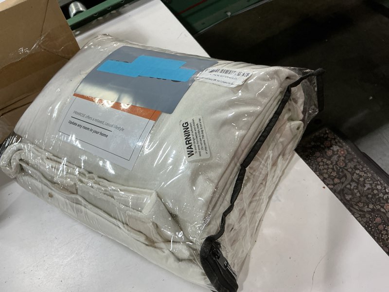 Condition photo showing New/Like New for 100% blackout ivory off white velvet curtains 96 inch long for living room,set of 2 panels liner rod pocket back tab thermal window drapes room darkening heavy decorative curtains for bedroom cream ivory 52"w x 96"l (pack of 2)