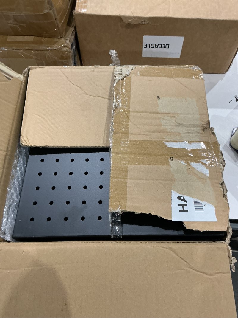 Condition photo showing Good Condition for peg board - metal pegboard with 48 hooks, heavy duty wall mount metal grid panel for garage organization & tool storage, rustproof, easy to install, compatible with standard organizer accessories