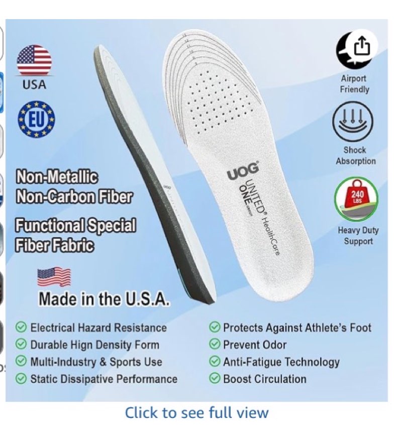 UOG (United One) Memory Foam Insoles –Balance & Posture While You Walk. Pain Relief, Boosts Circulat