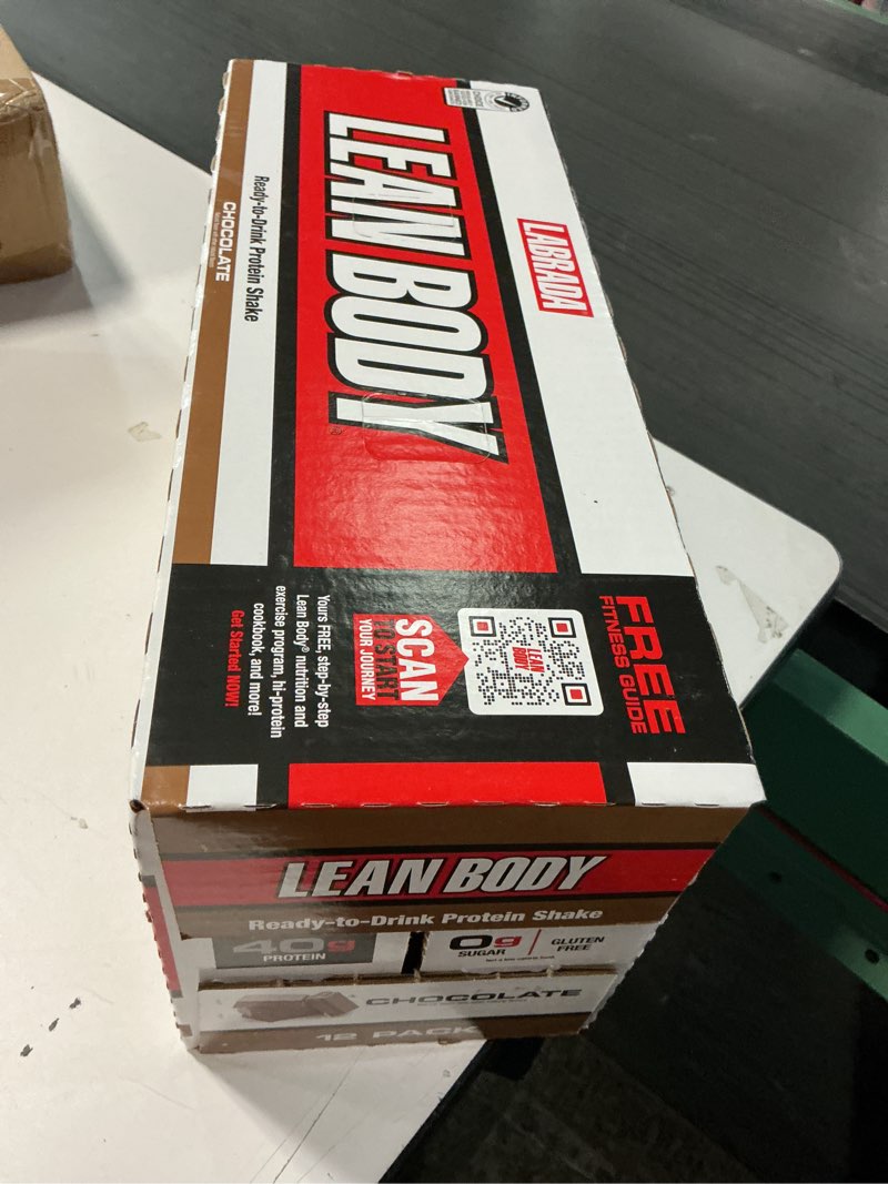 Condition photo showing New/Like New for (B.B. OCT /2025 ) Labrada Lean Body Ready-to-Drink Chocolate Protein Shake, 40g Protein, Whey Blend, 0 Sugar, Gluten Free, 22 Vitamins & Minerals, LABRADA, 17 Fl Oz (Pack of 12) Chocolate 204 Fl Oz (Pack of 1)