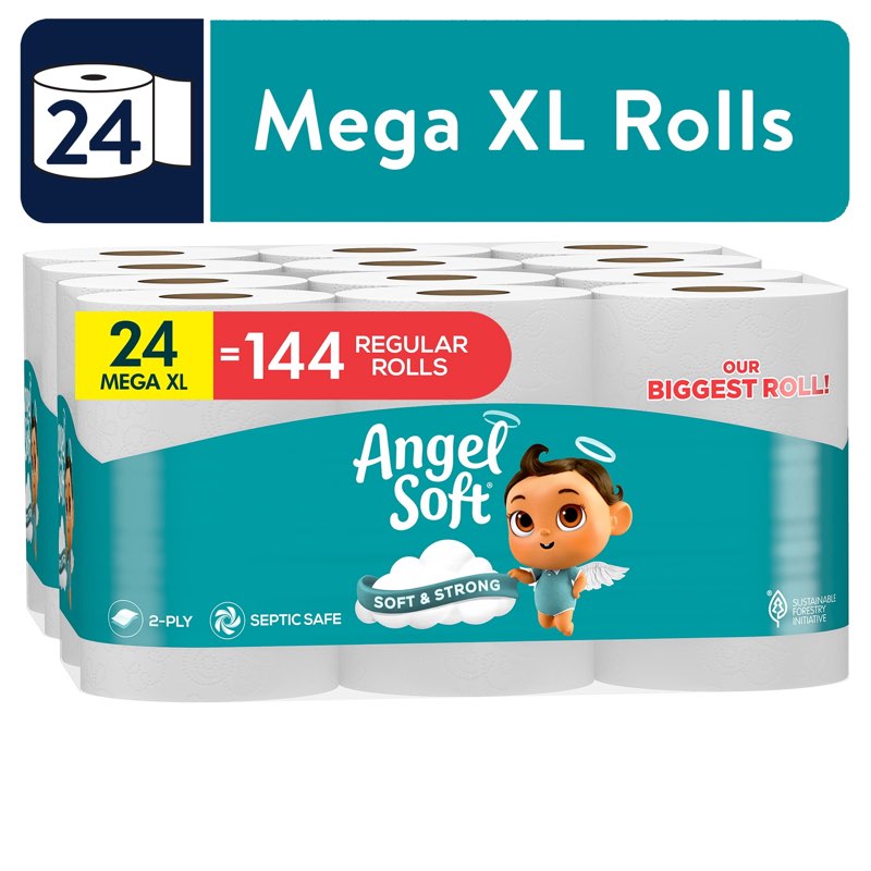 angel soft 2-ply toilet paper, 480 sheets per roll, 12 mega xl rolls