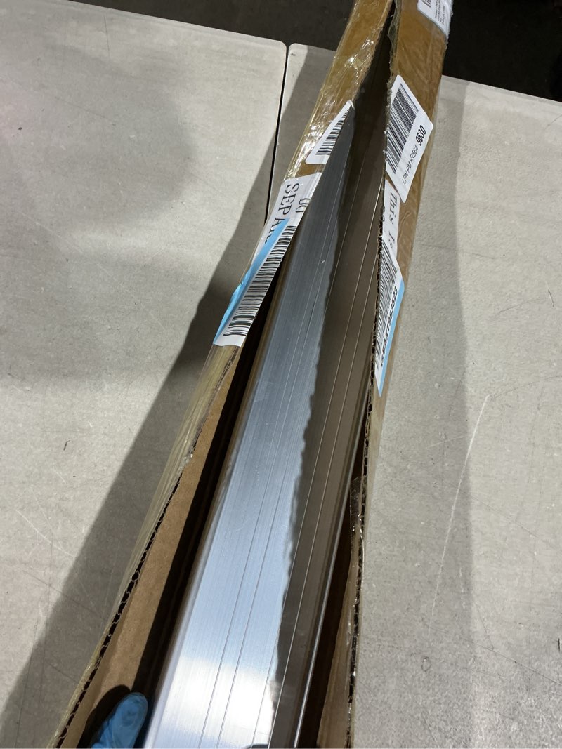 Condition photo showing As Is for threlaco 2 pack 2 x 36 inch exterior door sill threshold extender strip mill aluminum snap fit building door threshold suitable for window sill floor vinyl mat edge (sliver) sliver 2