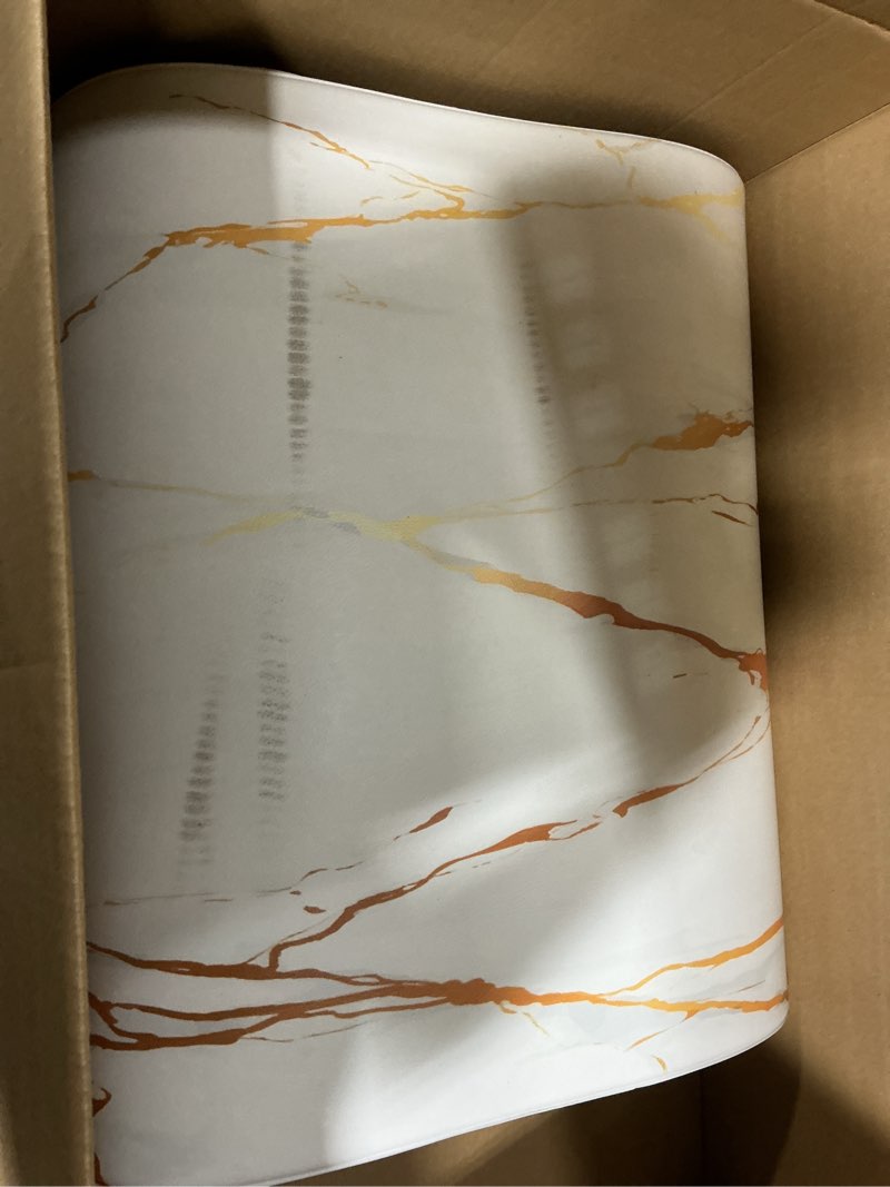 Condition photo showing As Is for mrcrypos gold white kitchen rugs cushioned anti fatigue marble kitchen runner rug pvc waterproof leather long kitchen rug non slip floor comfort mat for kitchen sink laundry office 23.5" w x 70" l 23.5" w x 70" l white marble