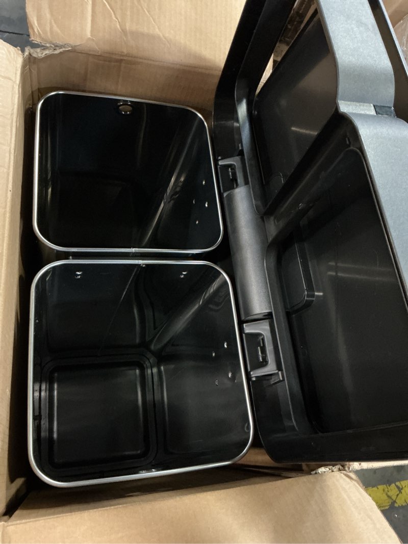 Condition photo showing Good Condition for 30l+30l dual compartment motion sensor trash can, 16gal automatic kitchen recycling bin with soft-close lid & fingerproof stainless steel (silver)