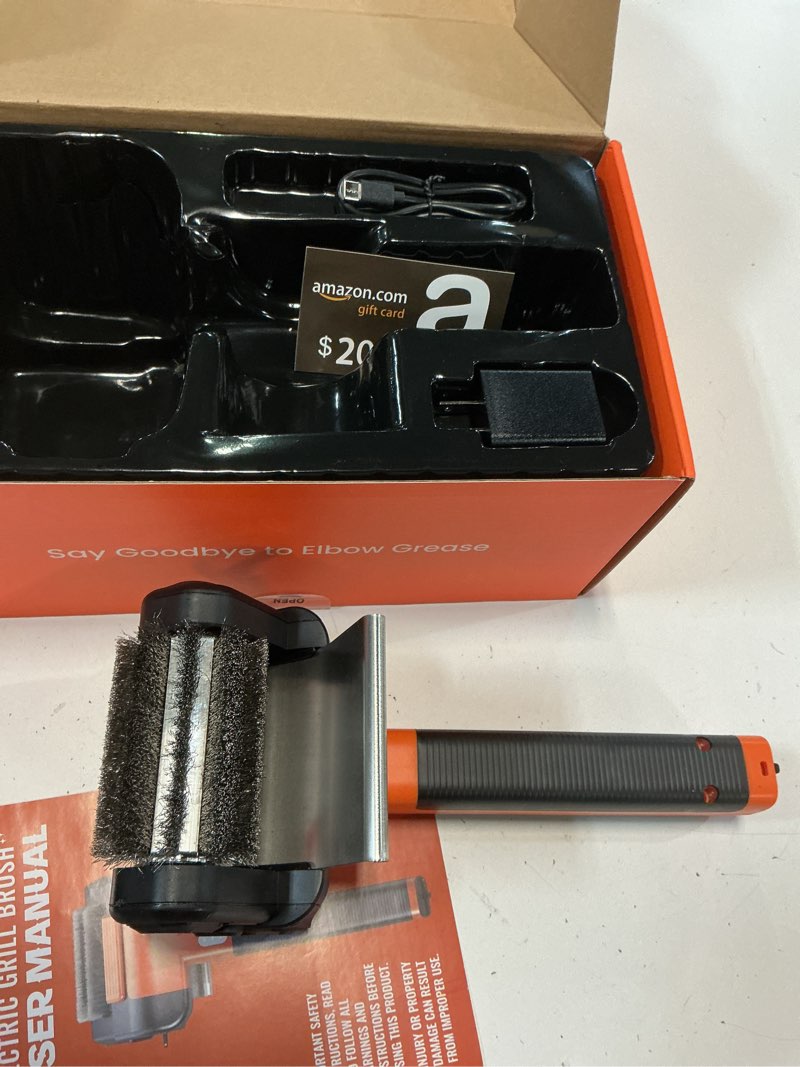 Condition photo showing Good Condition for electric grill brush, 950 rpm cordless electric bbq grill cleaner with 4500mah battery, led light, 304 stainless steel brush head, no preheating grill, heavy duty grill clean tool for outdoor grill orange