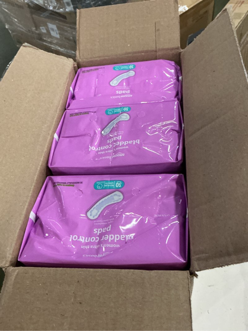 Condition photo showing New/Like New for Amazon Basics Women's Incontinence Pads, Bladder Control & Postpartum, Light Absorbency, Unscented, 180 Count , (6 Packs of 30) Regular 180