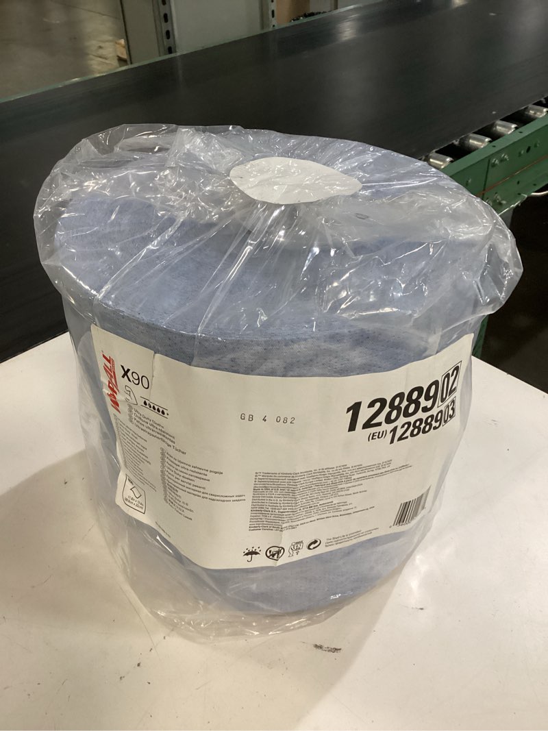 Condition photo showing New/Like New for wypall 12889 x90 cloths, jumbo roll, 11 1/10 x 13 2/5, denim blue, 450/roll, 1 roll/carton | 11 1/10 x 13 2/5, 1 roll/carton