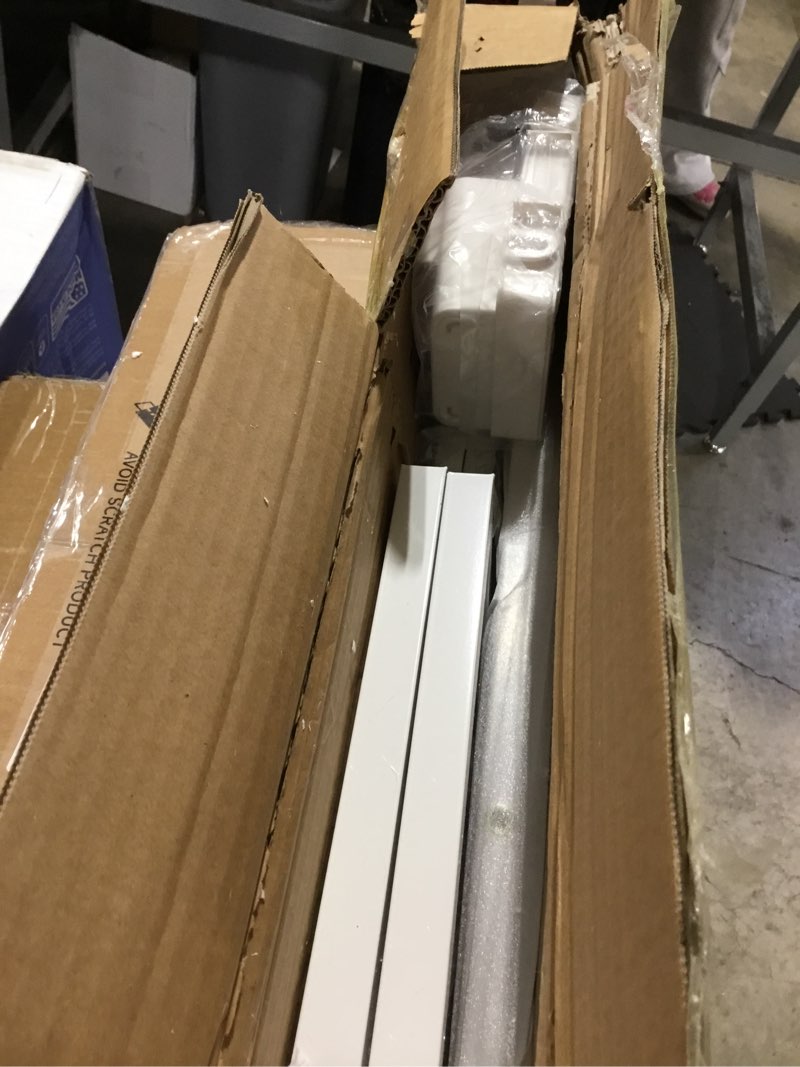 Condition photo showing As Is for IOTXY 2-Tier Desktop Hutch Bookshelf - Metal Desk Shelf Bookcase with Grid Panel, Countertop Storage Organizer Rack for Dorm or Office, Black, 45.3" W 45.3"W Black