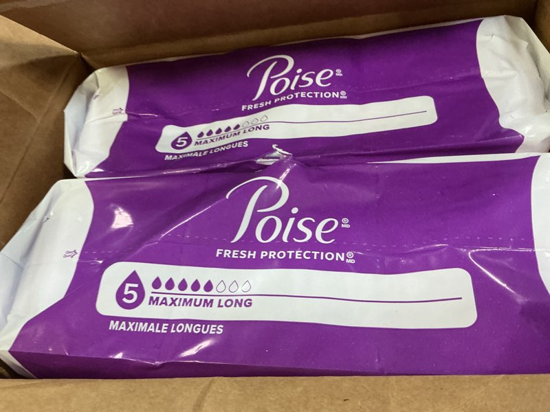 Condition photo showing Good Condition for Poise Incontinence & Postpartum Pads for Bladder Leaks, 5 Drop Maximum Absorbency, Long Length, 84 Count, Packaging May Vary Long 84
