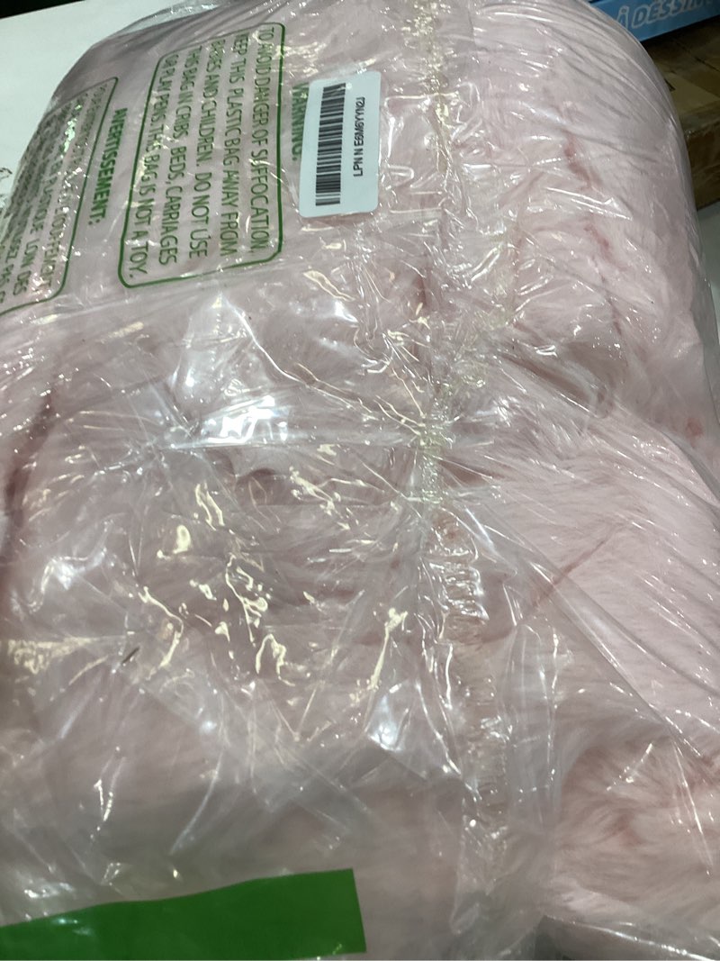 Condition photo showing As Is for smoofy faux fur throw blanket for couch - blush pink super soft cozy bubble blanket, fluffy plush fuzzy throw for sofa & bed, thick lightweight warm blanket, luxury aesthetic gift for women 50"x60" pink throw(50" x 60")