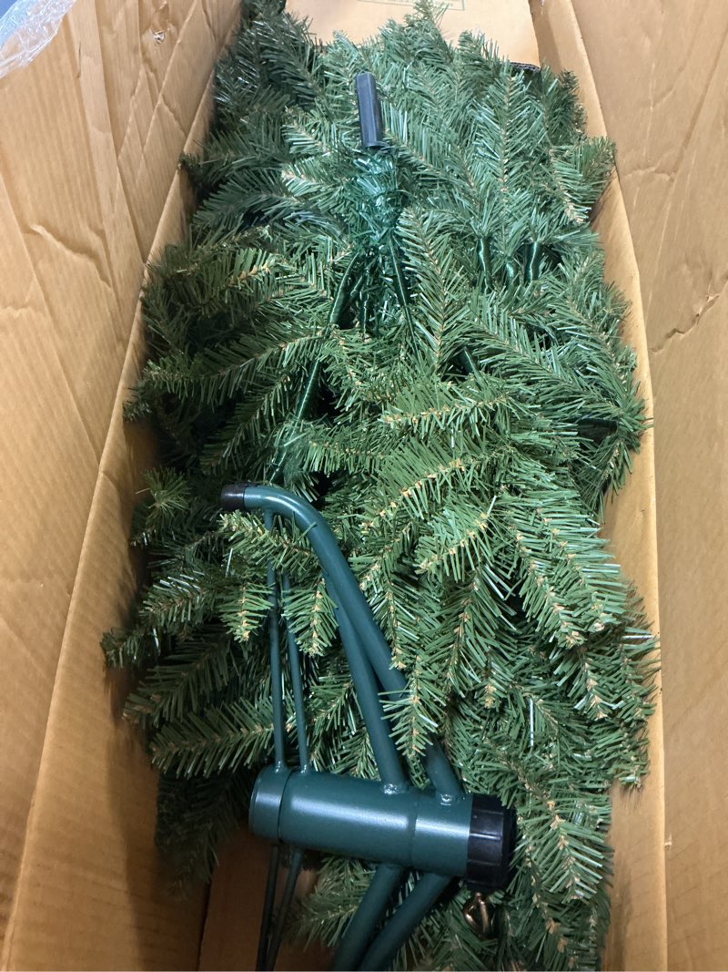 Condition photo showing As Is for National Tree Company 4.5 ft Unlit Dunhill Fir Artificial Christmas Tree, 763 Tips, Includes Stand, Green 4ft 5in Tree