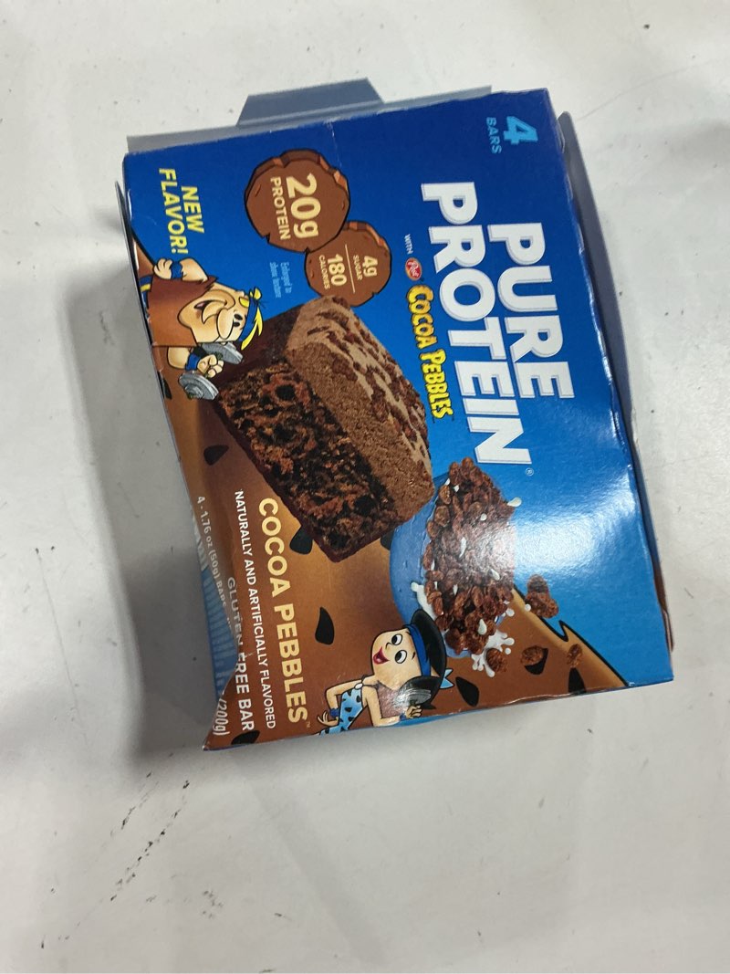 Condition photo showing New/Like New for (best by 11/19/26) pure protein cocoa pebbles™ protein bars – 20g protein, 4g sugar, 180 calories (4 count) low sugar*