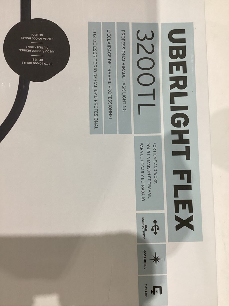 Condition photo showing New/Like New for Reliable UberLight Flex 3200TL Task Light – LED Portable Desk Light with Clamp, USB Connection, 26.5” Flexible Gooseneck, 270° Rotational Head, 9 Light Settings, and up to 60,000 Hours of Use (Black)