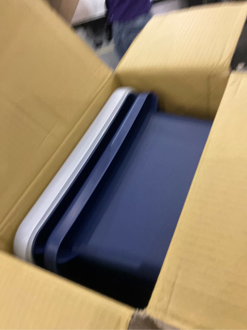 ECR4Kids Square Bin with Lid, Storage Containers, Navy, 2-Pack