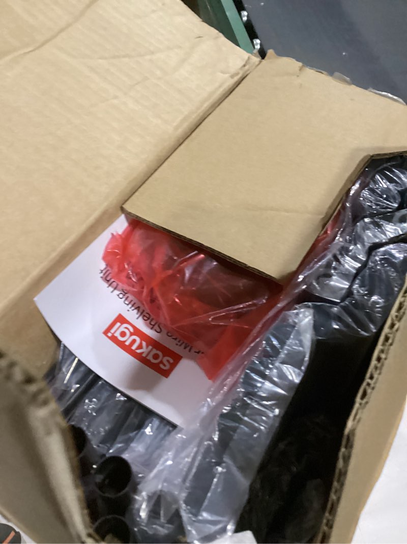 Condition photo showing As Is for storage shelves - 5 tier shelf organizer, heavy duty garage shelving unit with leveling feet, stable metal shelves organizer for pantry, kitchen and closet, 33.0" w x 12.6" d x 72.0" h, black black 33.0w×12.6d×72.0h(5t)