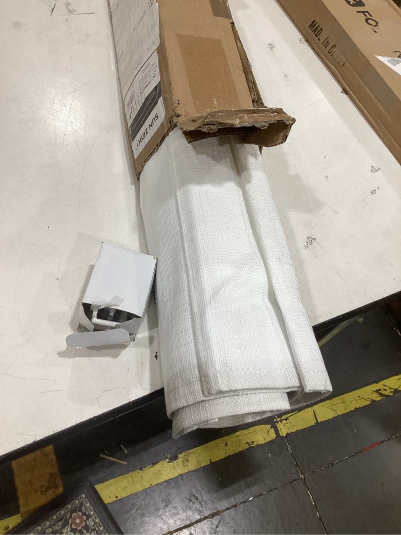 Condition photo showing Good Condition for sun zero seraphina textured total blackout cordless roman shade, 33" x 64", white white 33"w x 64"h